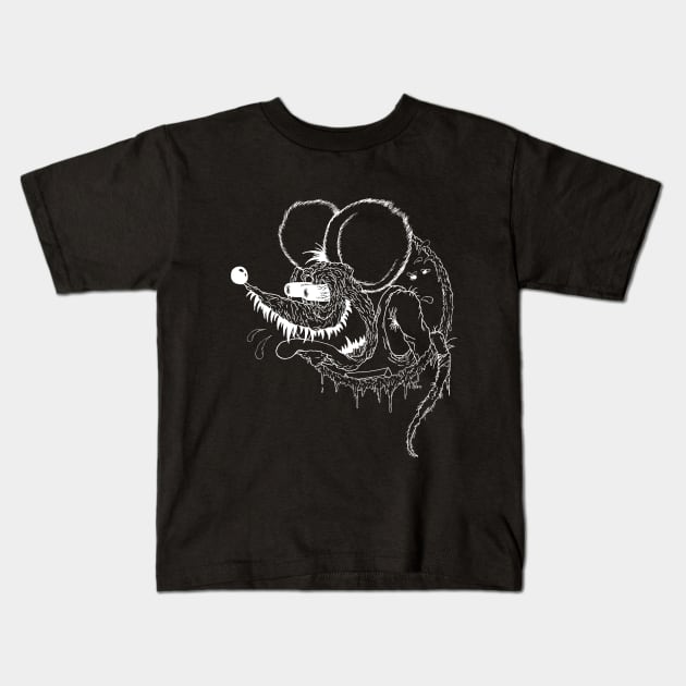 Classic Rat Fink (line version) Kids T-Shirt by ScottBokma